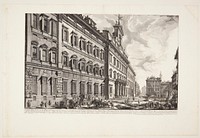 Palazzo di Montecitorio, with Palazzo Chigi and the Column of Marcus Aurelius in the distance by Giovanni Battista Piranesi