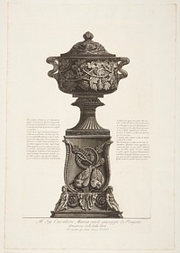 Marble vase supported upon an altar with Egyptian symbols by Giovanni Battista Piranesi