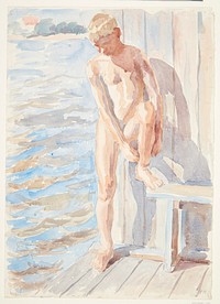 Boy after the bath by Peter Hansen