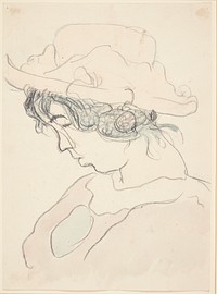 Girl with a pink hat, the artist's sister Anna by Harald Giersing