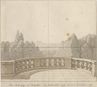 The linear perspective, applied to the art of painting - draft of unused illustration - View from a southern terrace. by C.W. Eckersberg