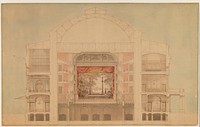The RoyalTheater 1874. Cross section towards the stage by Jens Vilhelm Dahlerup