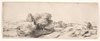 Landscape with a man carrying milk pails by Rembrandt van Rijn