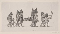 Goblins carry a dead mole on a stretcher by Waldemar Bøhme 