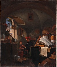 Alchemist in his laboratory by Thomas Wijck