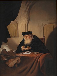 An old man counts his money by Adriaen Verdoel