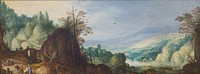 Mountain landscape with a river by Jan Brueghel d.&AElig;.