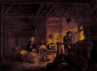 The interior of a farmhouse by Govert Dircksz Camphuysen