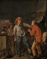 Soldiers enter a farmhouse by Pieter Codde