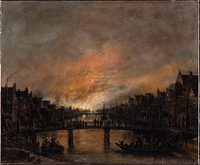 Fire at night in Amsterdam by Aert van der Neer