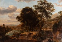 Southern landscape, sunset time by Johannes Lingelbach