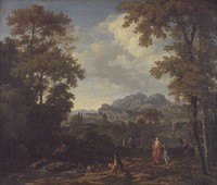Classical landscape with Diana (?) and her nymphs by Gerard De Lairesse