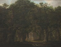 A monument in an oak forest by Johann Friedrich Weitsch