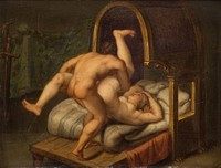 Nuditet med mand og kvinde by Agostino Carracci