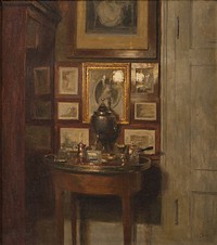 Interior with a samovar.Evening by Peter Vilhelm Ilsted