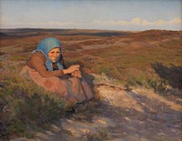 An old woman "Bette Dorte" on the heath by Knud Larsen