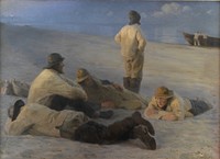 Fishermen at Skagen Beach by P.S. Krøyer