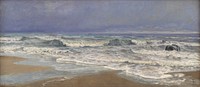 Gray weather day at the North Sea with surf by Thorvald Niss