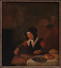 Old woman at her meal by Quiringh Gerritsz Van Brekelenkam