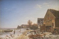 Strandvejen at Vedbæk, Winter afternoon by Johan Stroe