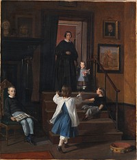 The artist's wife and children in the studio at Charlottenborg by Wilhelm Marstrand