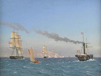 Christian VIII Aboard his Steamship "Ægir" Watching the Maneuvers of a Squadron near Copenhagen by C.W. Eckersberg
