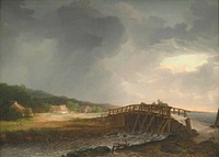 The Bridge across Tryggev&aelig;lde River with a View of K&oslash;ge, Zealand by Johan Christian Claussen Dahl