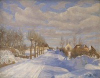 Snow covered country road in sunshine by Fritz Syberg