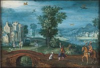 Landscape with falconers by Mattheus Adolfsz Molanus