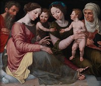 The Holy Family with the little John, St.Elisabeth (John's mother) and St.Anna (Maria's mother) by Frans Floris