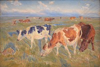 Grazing cows.Saltholm by Theodor Philipsen