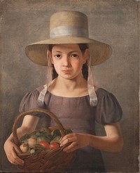 Girl with fruits in a basket by Constantin Hansen