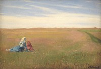Two Girls in a Field.A Summer's Day by Michael Ancher