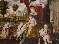 Mary with the baby Jesus, John and angels by Melchior Lorck