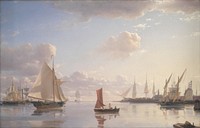 View from Langelinie towards Nyholm with Mastekranen. Morning lighting  by Emanuel Larsen