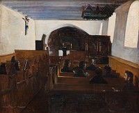 Service in a church on Mors by Fridolin Johansen