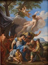 Venus brings healing herbs to the wounded Aeneas by Hendrik Krock