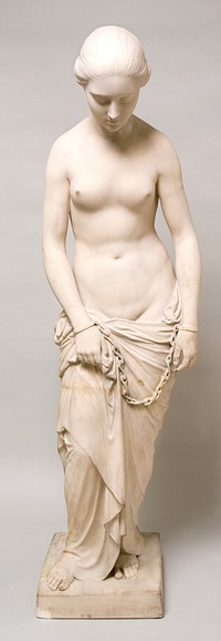 The slave woman.Standing, half-draped young girl with clasped hands