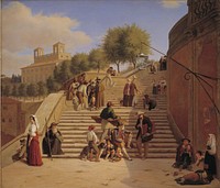 The upper part of the Spanish Steps in Rome by Julius Friedlænder