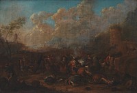 Equestrian battle at a fortress by Karel Breydel