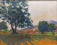 The Olive Grove with Cagnes in the Background Against the Light by Niels Larsen Stevns