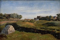 Landscape with Vejby seen from the north.Afternoon lighting by Johan Thomas Lundbye