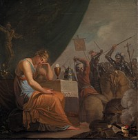 Hierarchy at its peak in the period of the Crusades. Allegory of one of four main eras in Europe's cultural history by Nicolai Abildgaard