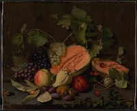 Fruit piece with melons and grapes by Otto Diderich Ottesen