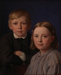 Jens Simmelkær Asmussen and Katrine Asmussen as children by Constantin Hansen