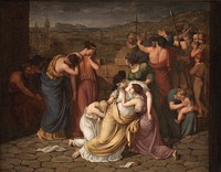 Andromache in powerlessness at the sight of Hektor's corpse by J. L. Lund