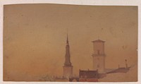 Study of church towers at Petri Church and Church of Our Lady by Vilhelm Petersen