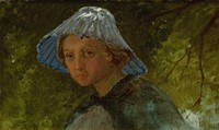 Mrs Lina Frølich with a sun hat by Lorenz Frølich