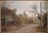 The country road at Mogenstrup.Fall by L. A. Ring