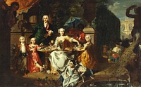 A Family Group on a Terrace in the Grounds of a Villa by Marcus Tuscher